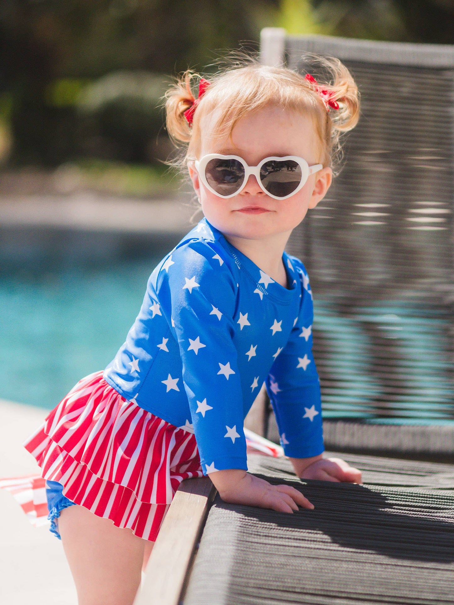Girls Stars & Stripes Skirted Rash Guard