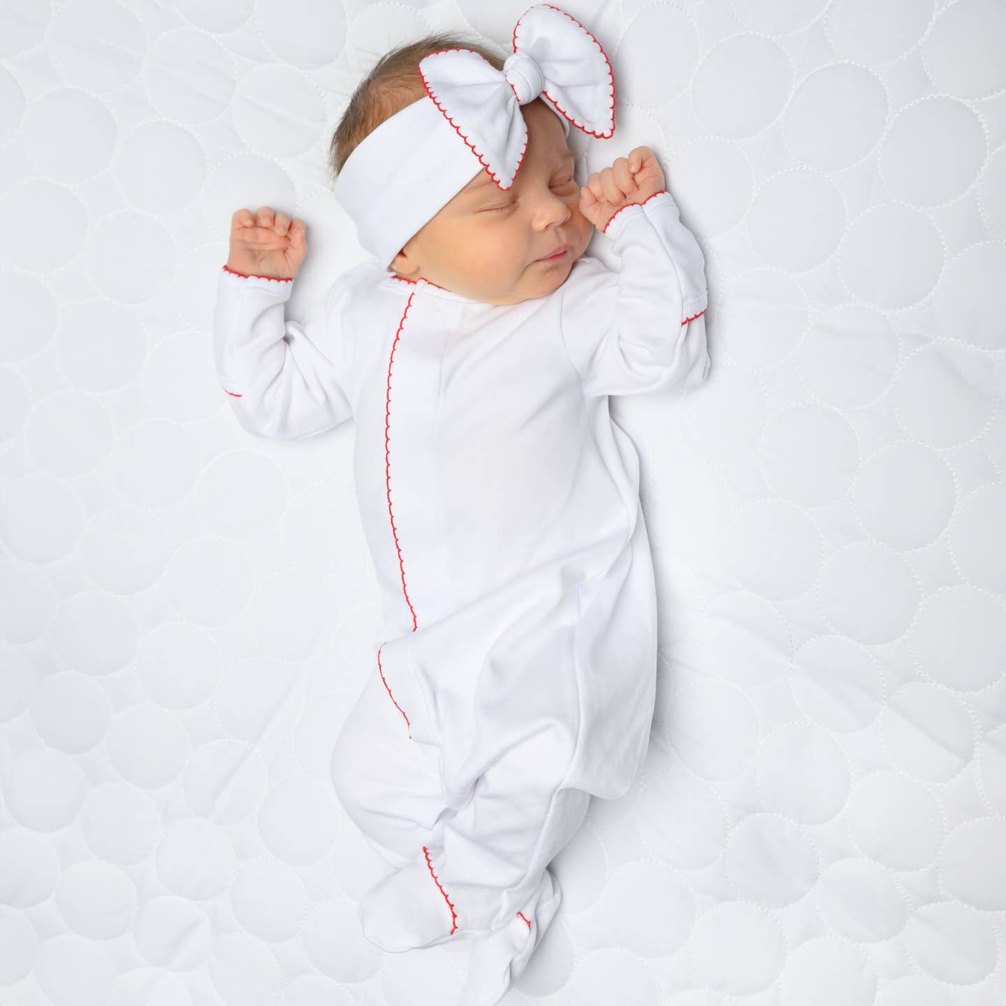 White and Red Trim Footie