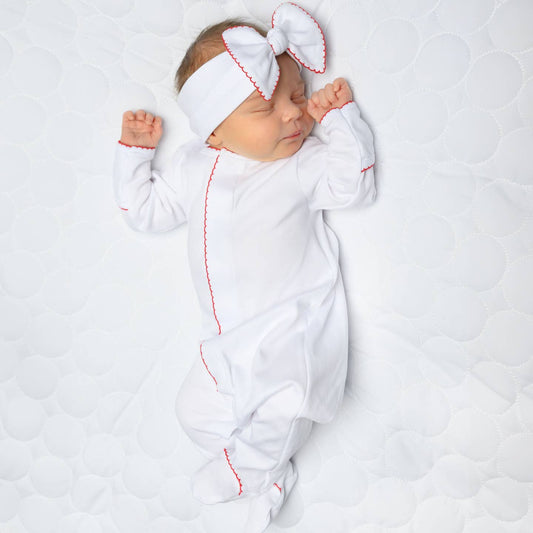 White and Red Trim Footie