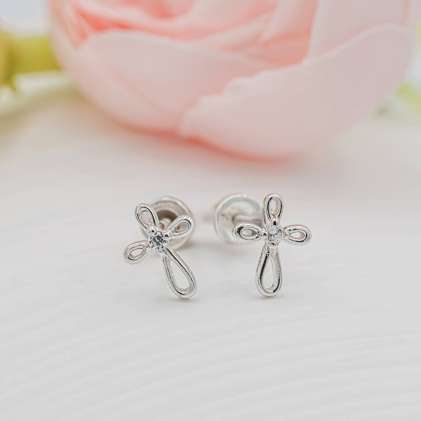 Sterling Silver Infinity Cross Earrings