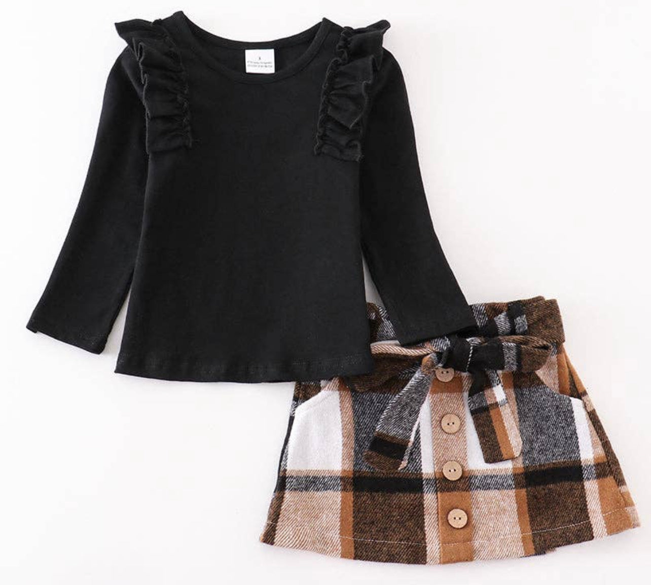Black Plaid Skirt Set