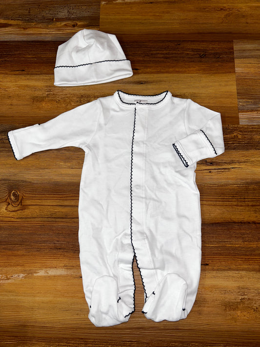 White with Navy Trim Footie