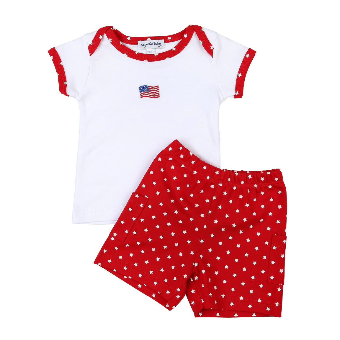 Tiny Red, White, & Blue Shorts Set