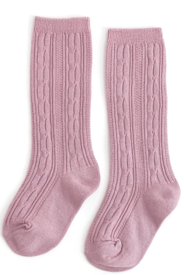 Neutral Cable Knit Knee Socks