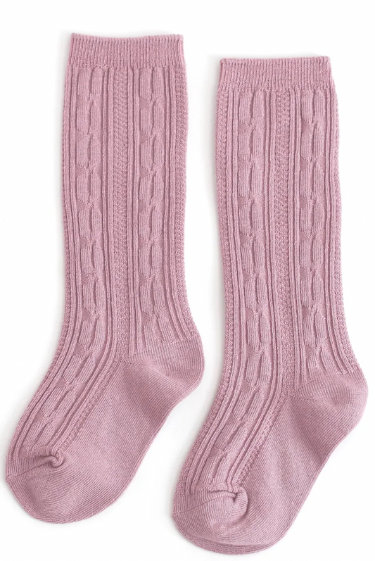 Neutral Cable Knit Knee Socks