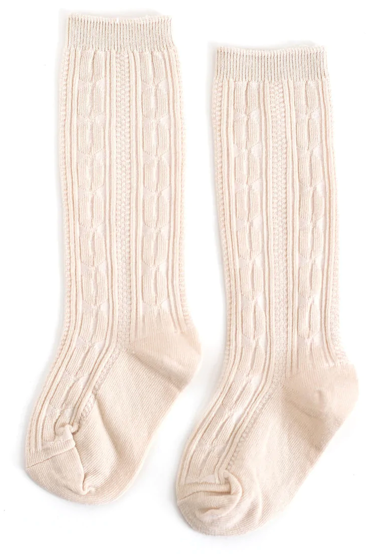Neutral Cable Knit Knee Socks