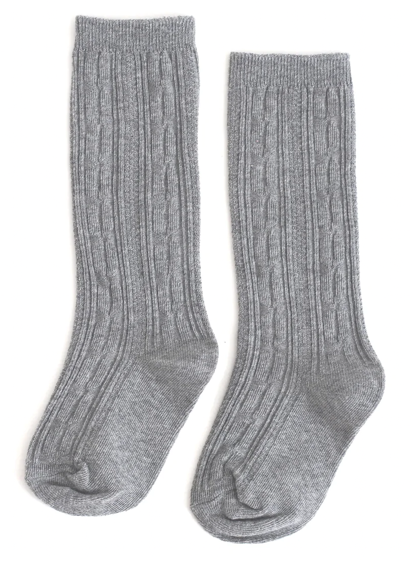 Neutral Cable Knit Knee Socks