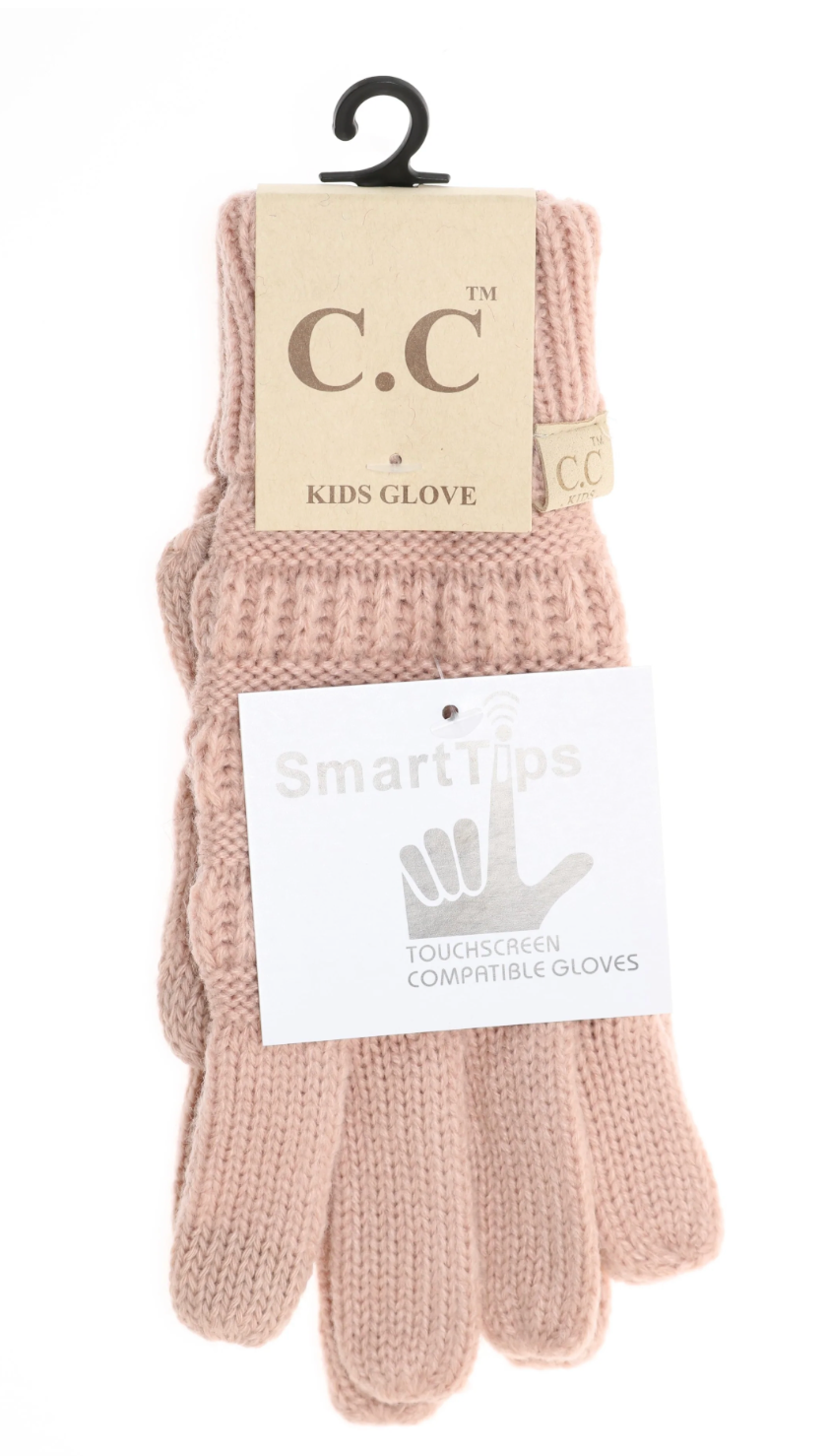 Kids Ribbed Knit Gloves
