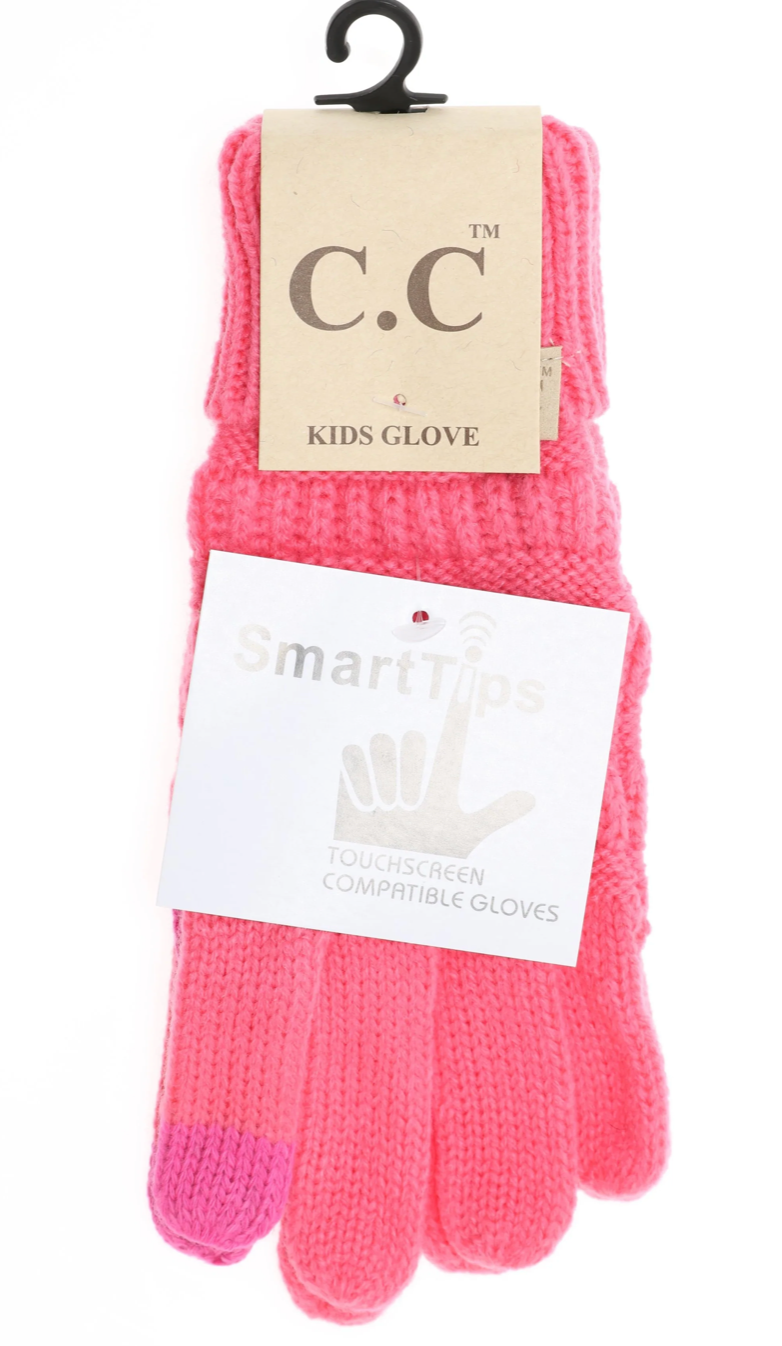 Kids Ribbed Knit Gloves