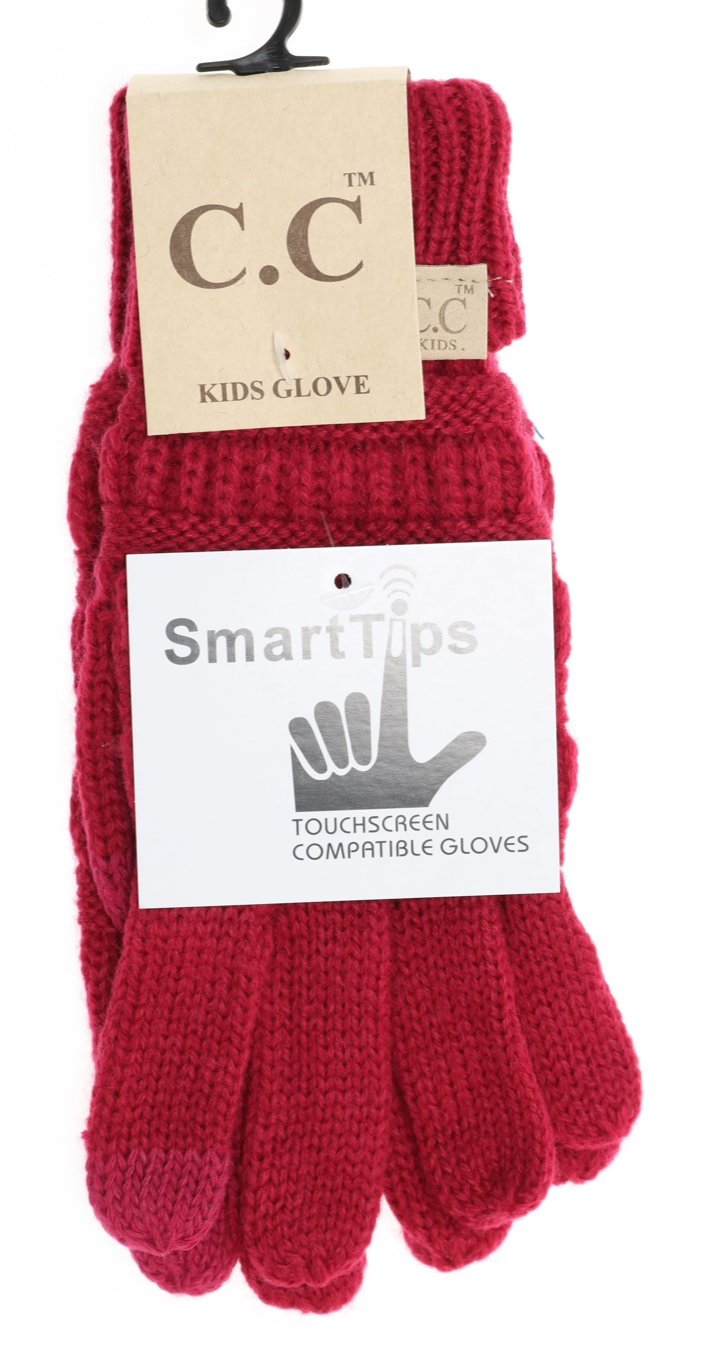 Kids Ribbed Knit Gloves