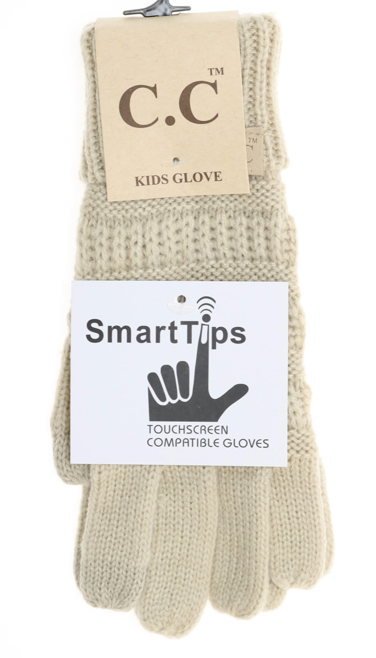 Kids Ribbed Knit Gloves