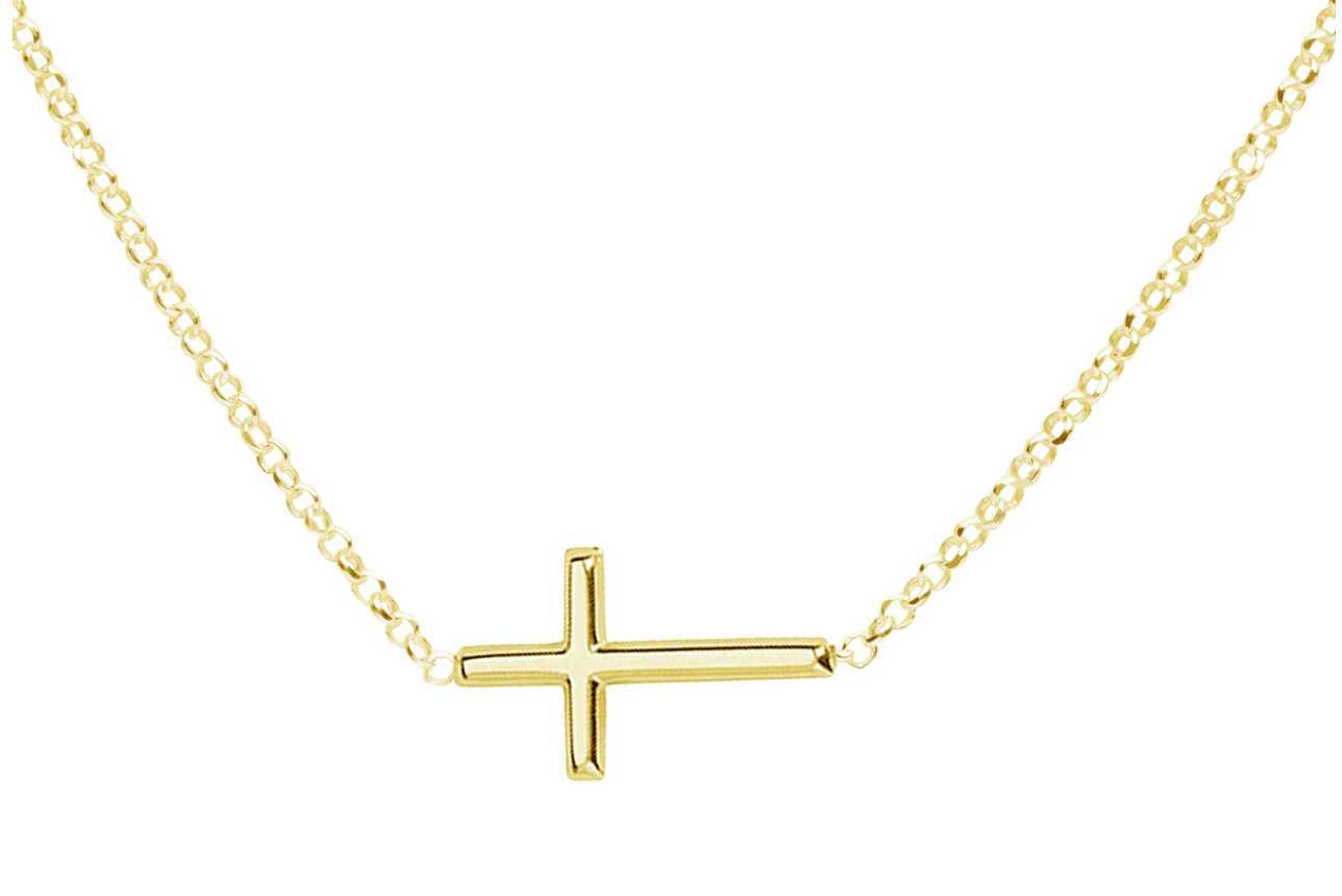 Gold Horizontal Cross Necklace