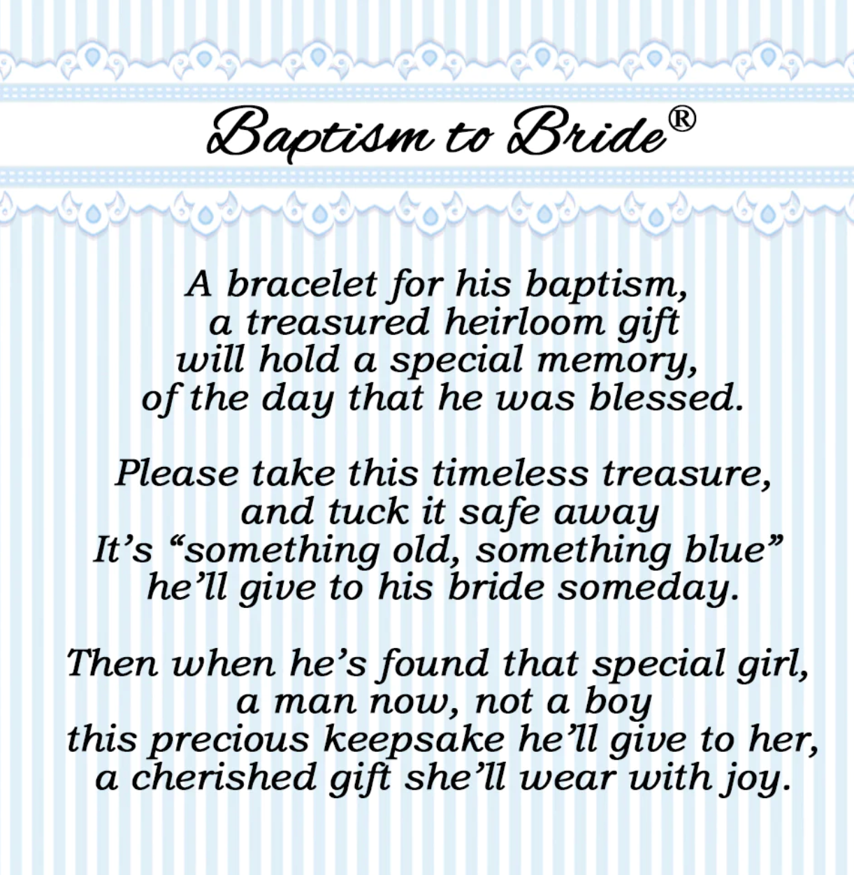 Boys Baptism To Bride Bracelet