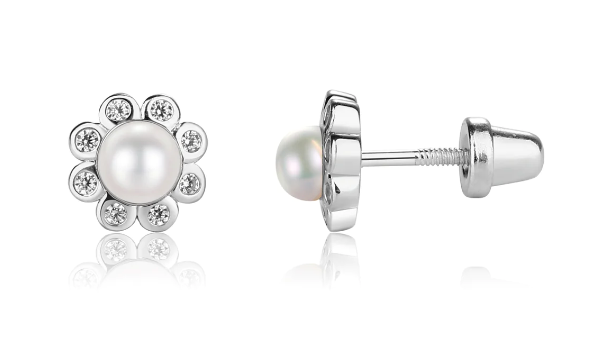Pearl Button Earrings