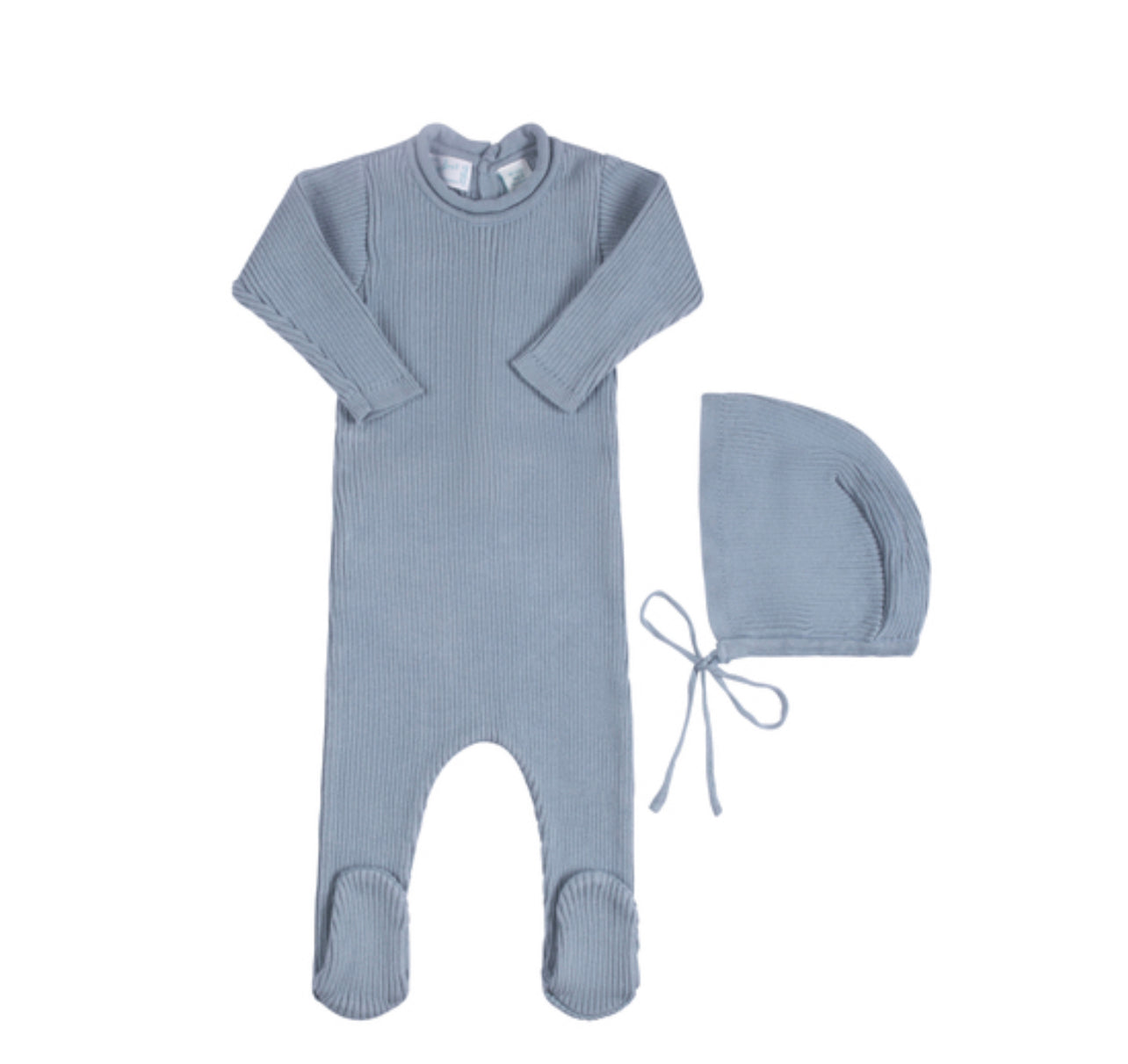 Rolled Collar Ribber Romper with Hat