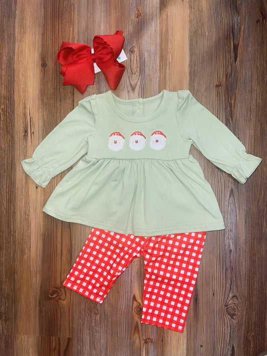 Girl Green Triple Santa Set