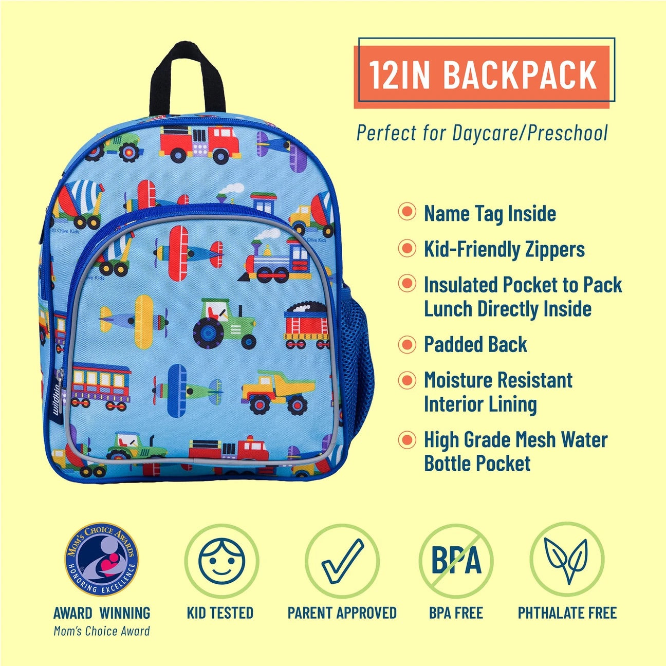 Trains, Planes, & Trucks Backpack- 12"