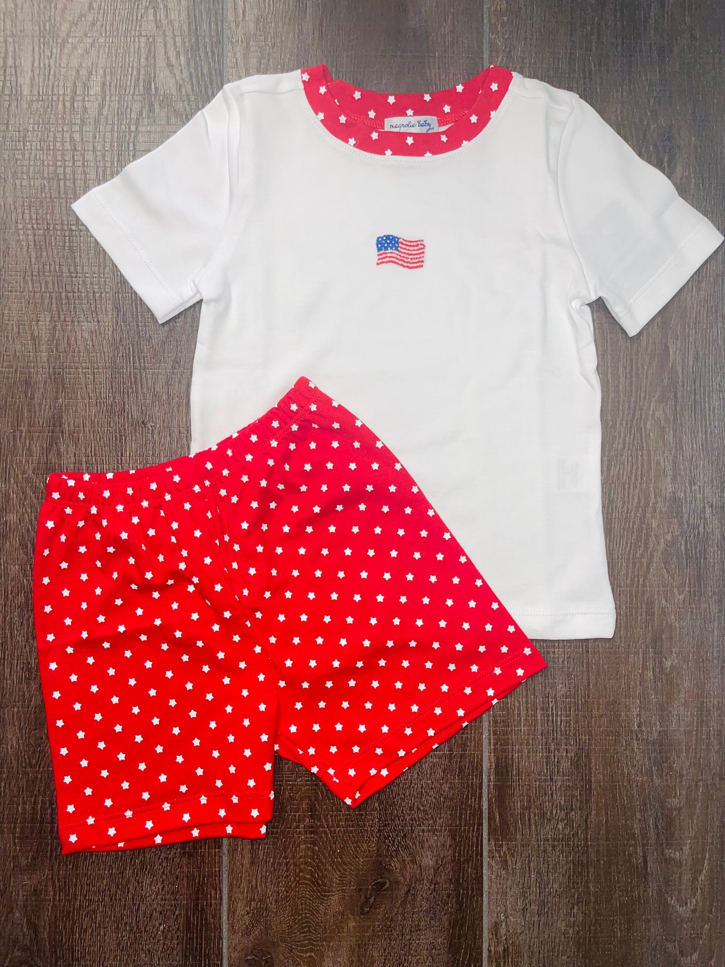 Tiny Red, White, & Blue Shorts Set