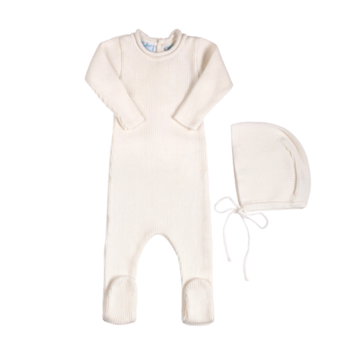 Rolled Collar Ribber Romper with Hat