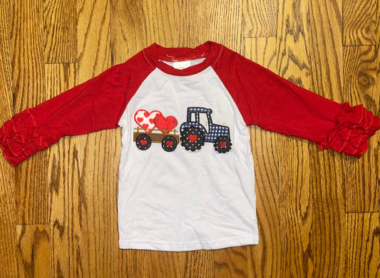 Girls Valentine’s Tractor Shirt