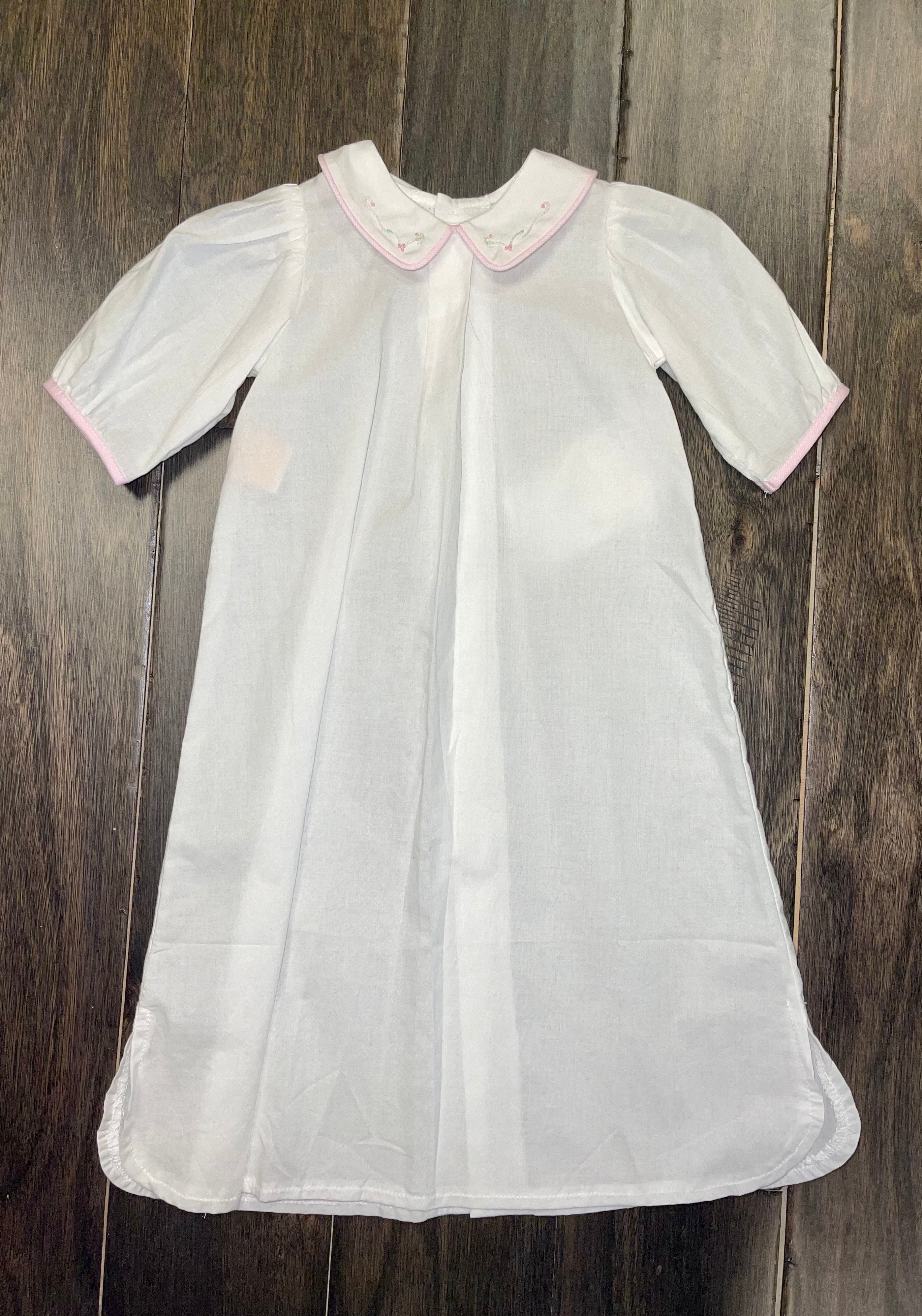 Pink Collared Christening Dress w/ flowers